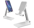 Adjustable Desk Table Mount Foldable Portable Phone Mobile Tablet iPhone or iPad Holder - White