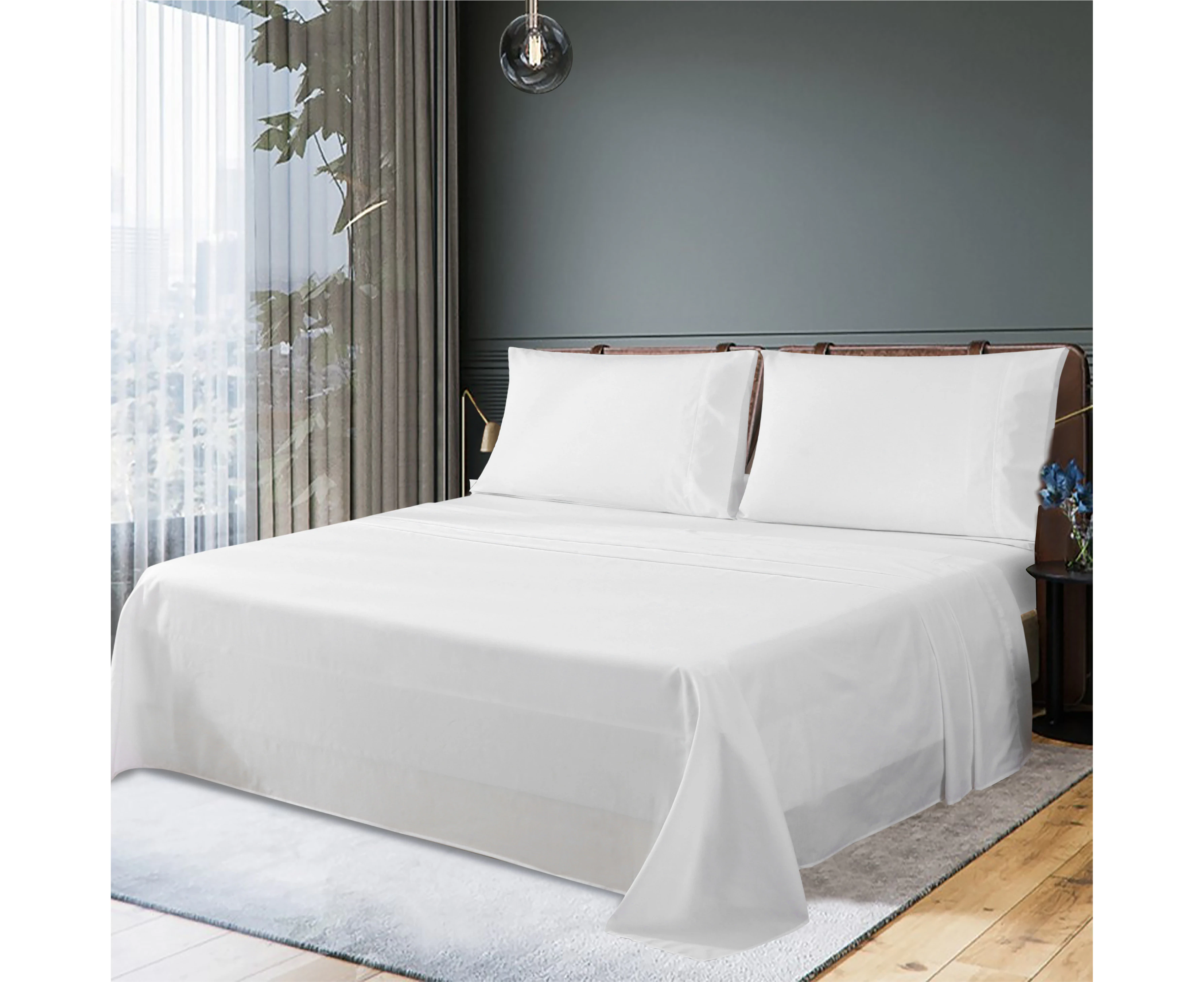 Justlinen-luxe 300TC Soft Cotton Single Bed Sheet Set - White