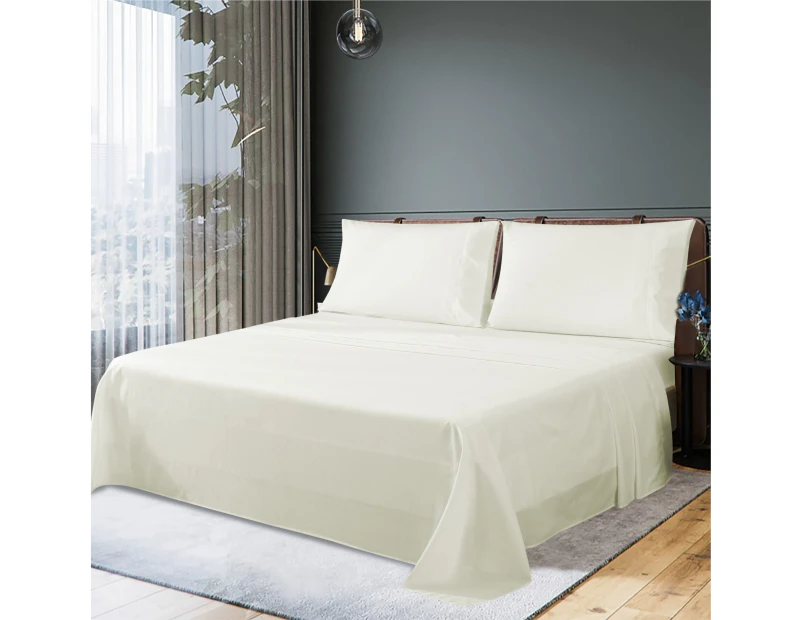 Justlinen-luxe 300TC Soft Cotton King Size Bed Sheet Set - Cream