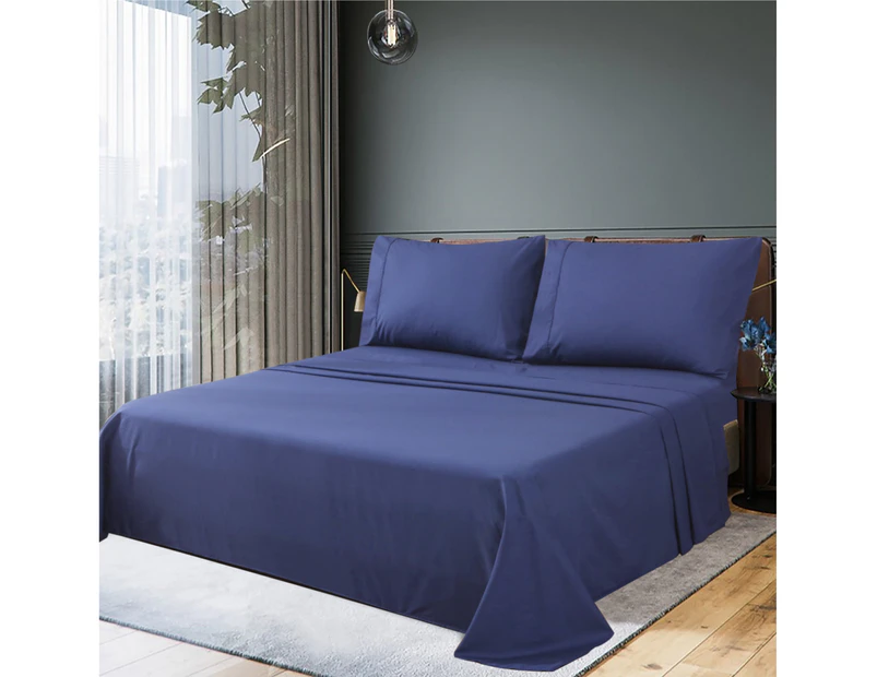 Justlinen-luxe 300TC Soft Cotton Queen Size Bed Sheet Set - Navy