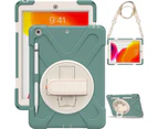 WIWU Morandi Case For iPad Mini 4/5 Kids Safe Shockproof Protective Cover With Kickstand+Strap-Emerald Green