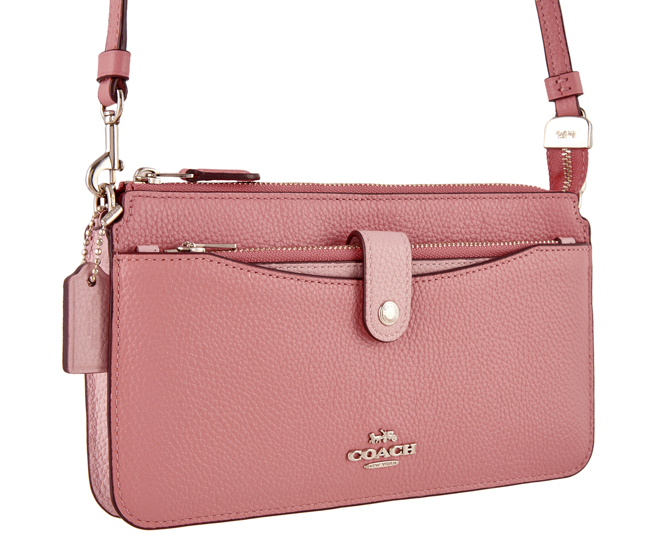 Coach Pink Leather Pop Up Pouch Crossbody Bag Coach