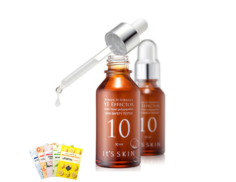 It's Skin Power 10 Formula YE Effector (Rejuvenating + Vitality) 30ml Yeast Essence Ampoule Serum + Face Mask