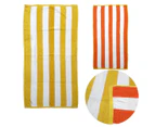 400GSM Set of 2 Reversible Cabana Striped Towels 76 x 152 cm - Yellow/Orange