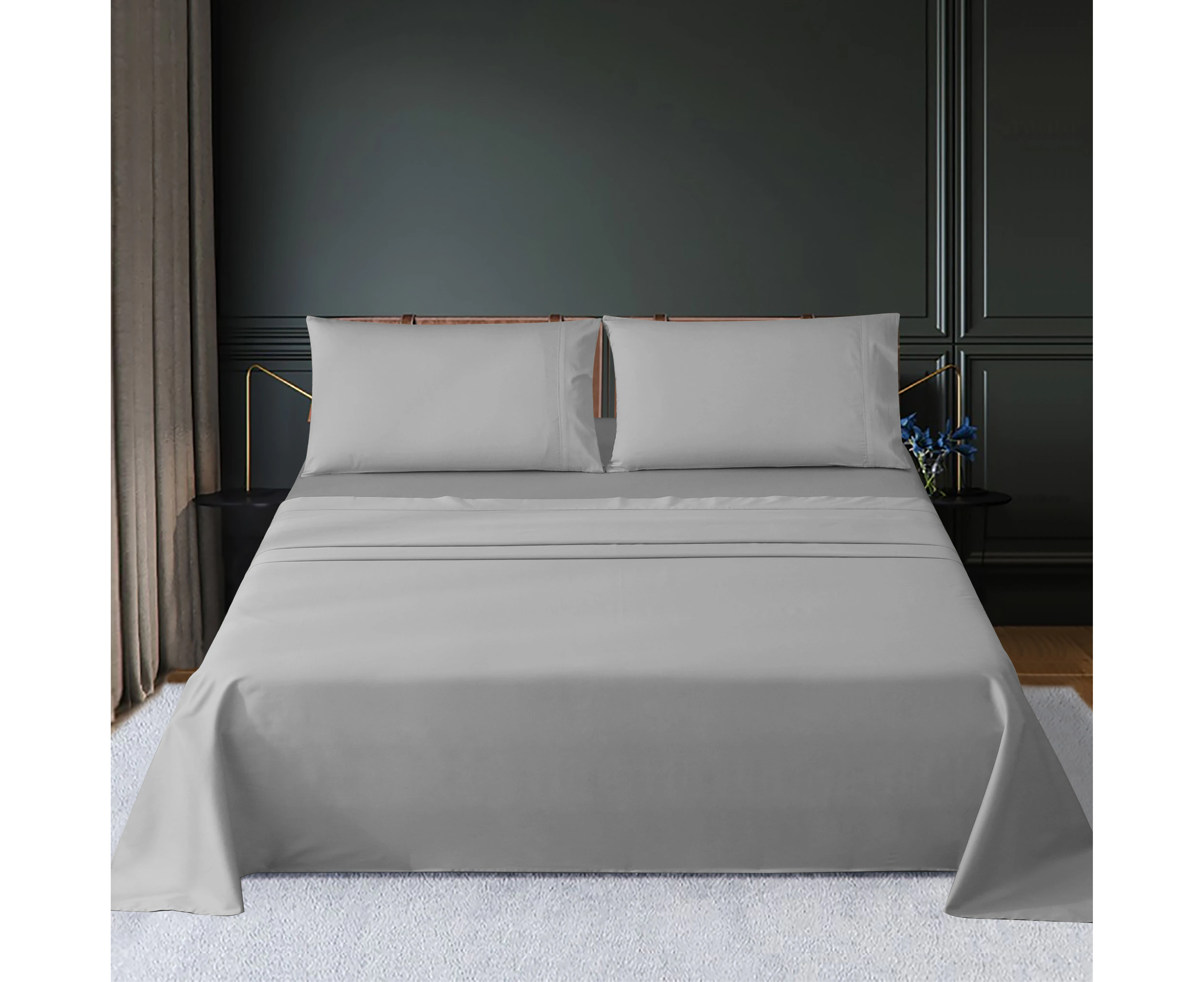 Justlinen Luxury 500 Tc King Size Cotton Bedding Bed Sheet Set - Gery