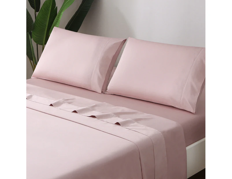 Justlinen Luxury 500 Tc King Single Size Cotton Bedding Bed Sheet Set - Mauve