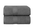 Justlinen 2Pcs 650GSM Large Bath Sheets 90 x 180 cm Cotton Bathroom Towels Set-Charcoal