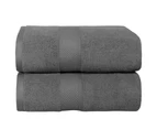 Justlinen 2Pcs 650GSM Large Bath Sheets 90 x 180 cm Cotton Bathroom Towels Set-Charcoal