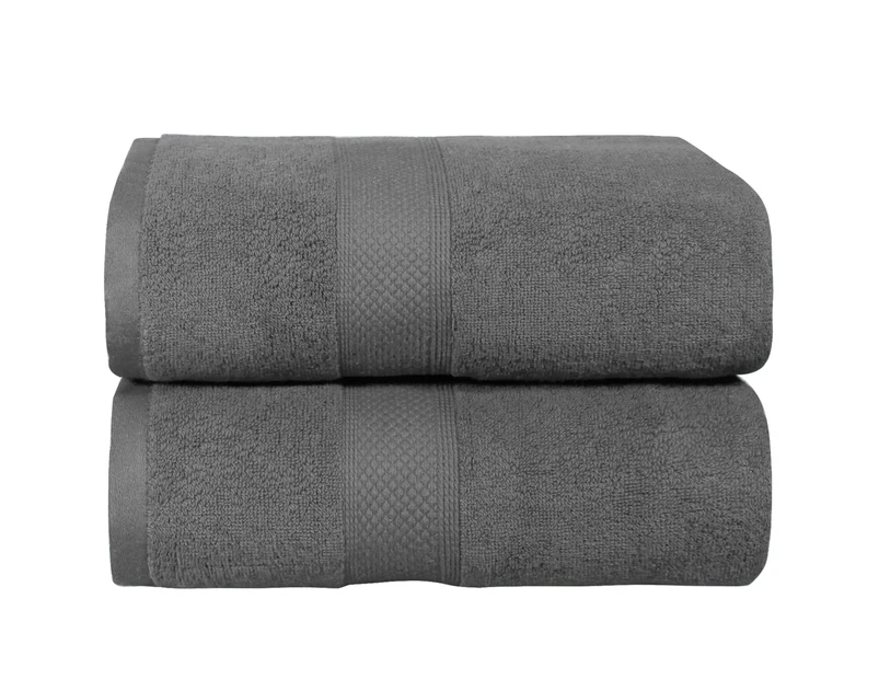 Justlinen 2Pcs 650GSM Large Bath Sheets 90 x 180 cm Cotton Bathroom Towels Set-Charcoal