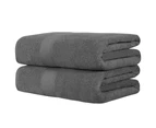 Justlinen 2Pcs 650GSM Large Bath Sheets 90 x 180 cm Cotton Bathroom Towels Set-Charcoal