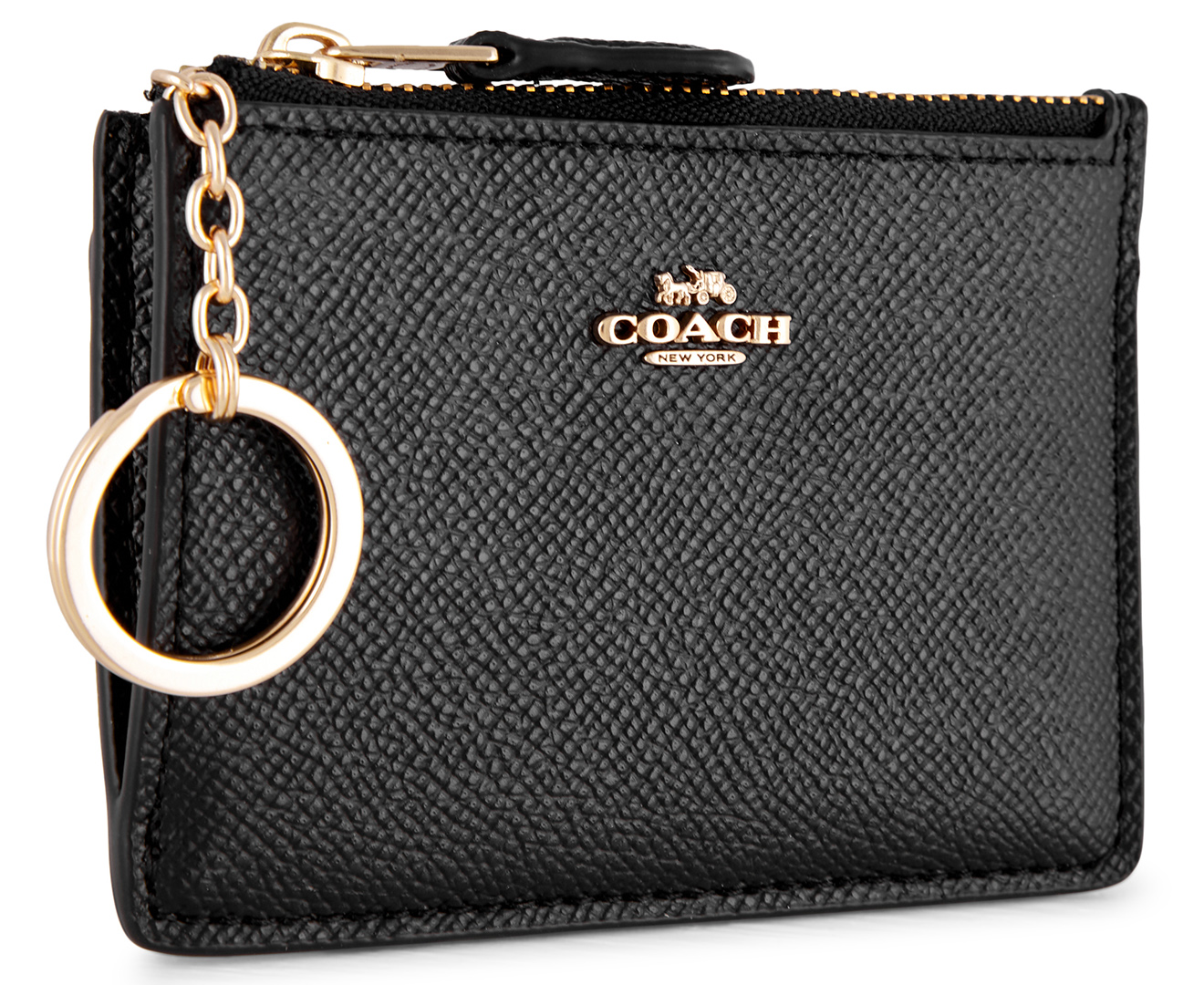 Coach Box Program Crossgrain Mini Leather ID Purse - Black