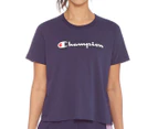 Champion Women's Graphic Boxy Tee / T-Shirt / Tshirt - Print 5Y3 (Purple)