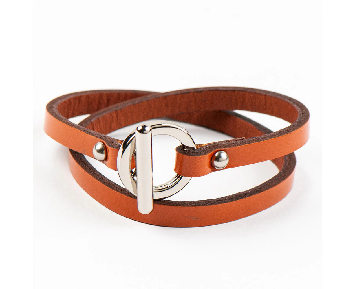 Jo Orange Leather Unisex Bracelet