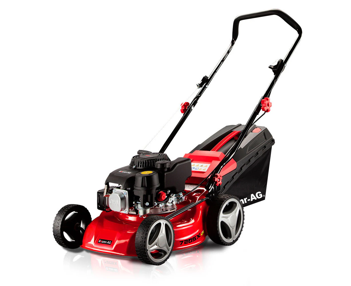 Baumr-AG Lawn Mower 139CC 17 Petrol Push Lawnmower 4-Stroke Engine Catch