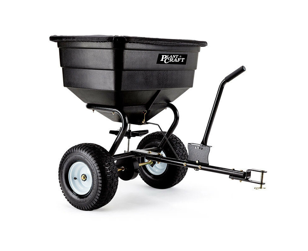 PLANTCRAFT Tow Behind Broadcast Spreader 90kg 105L Seed Fertiliser Tow ...