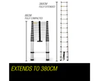 Bullet 3.8m Portable Telescopic Ladder Multipurpose Aluminium Alloy Extension Extendable Steps Multi