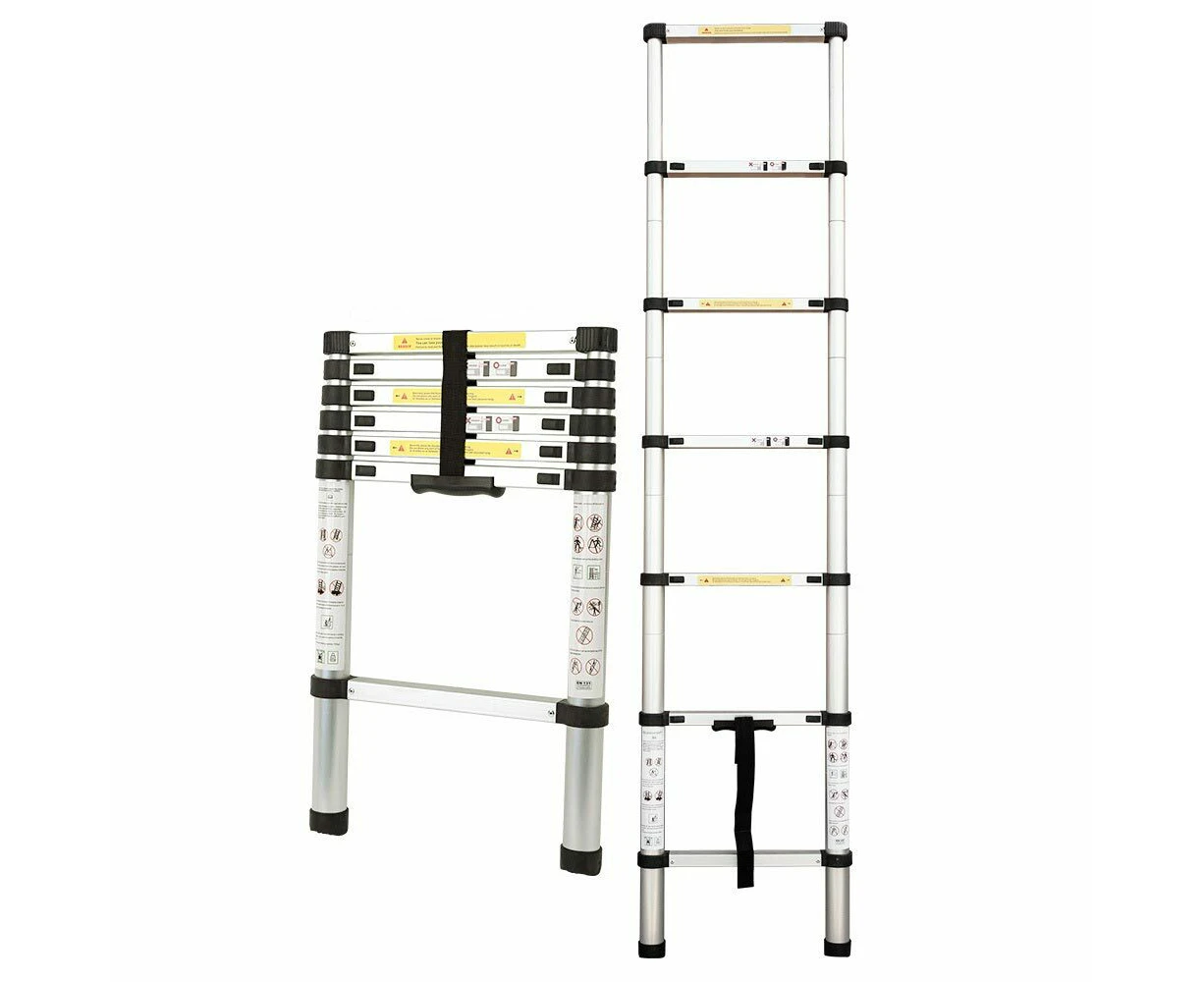 Bullet 2m Telescopic Aluminium Ladder Alloy Extension Extendable Steps