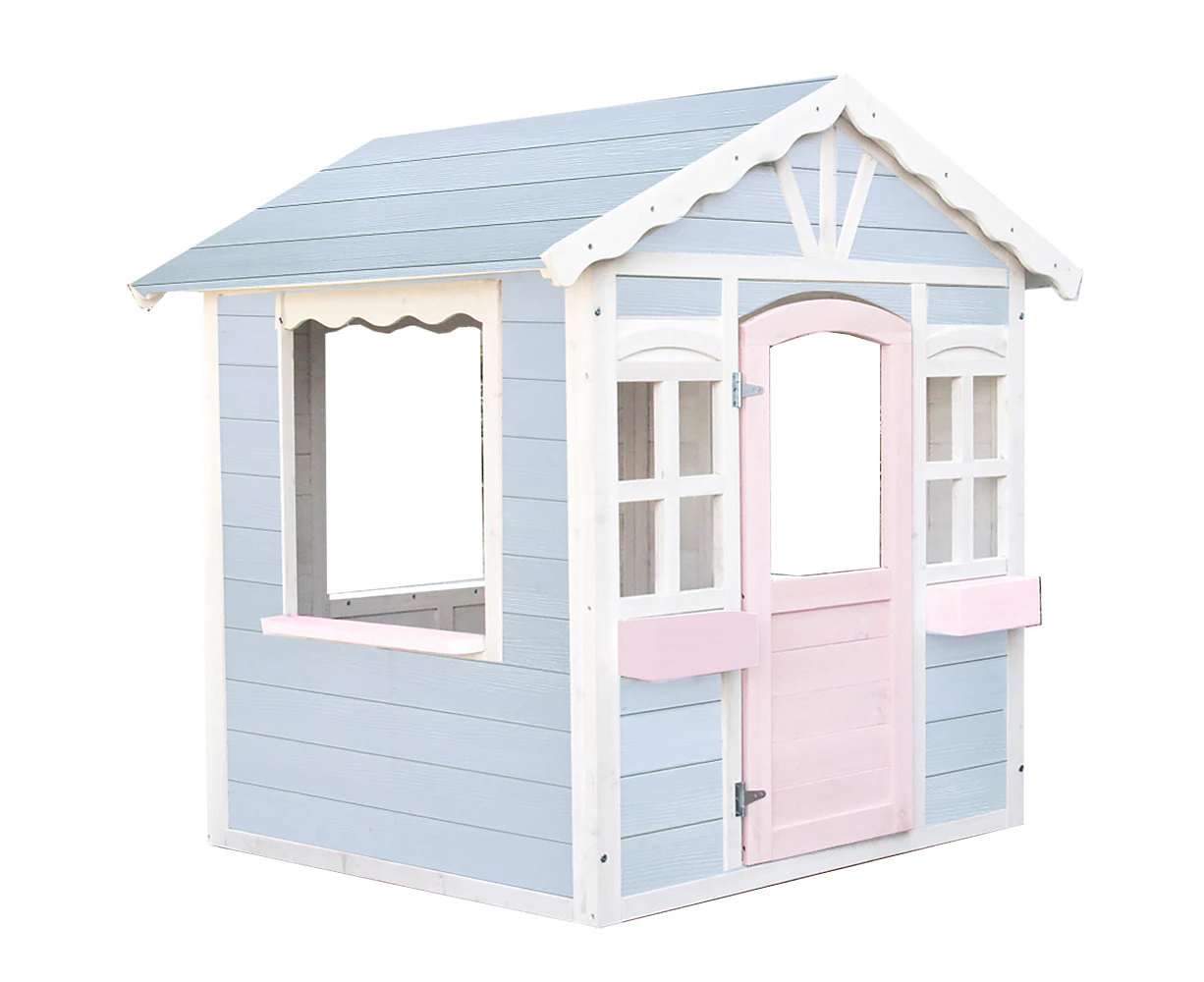 ROVO KIDS Cottage Style Wooden Outdoor Cubby House Girls Childrens Playhouse