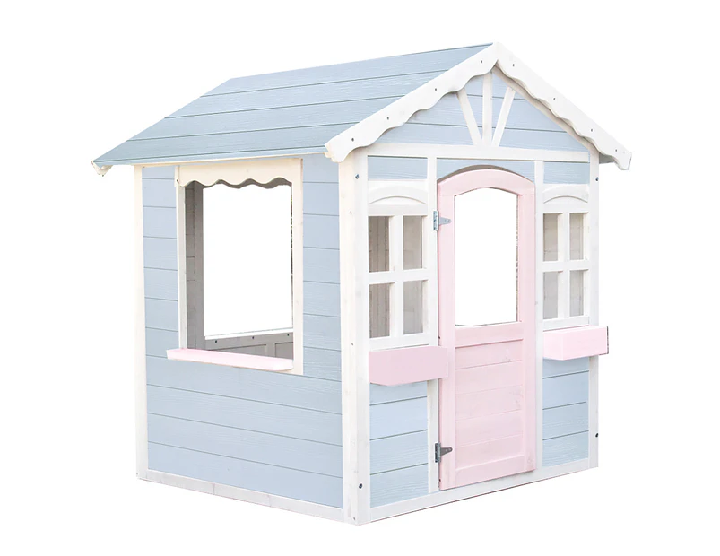 ROVO KIDS Cubby House Wooden Cottage Style Outdoor Playhouse Play Children Timber