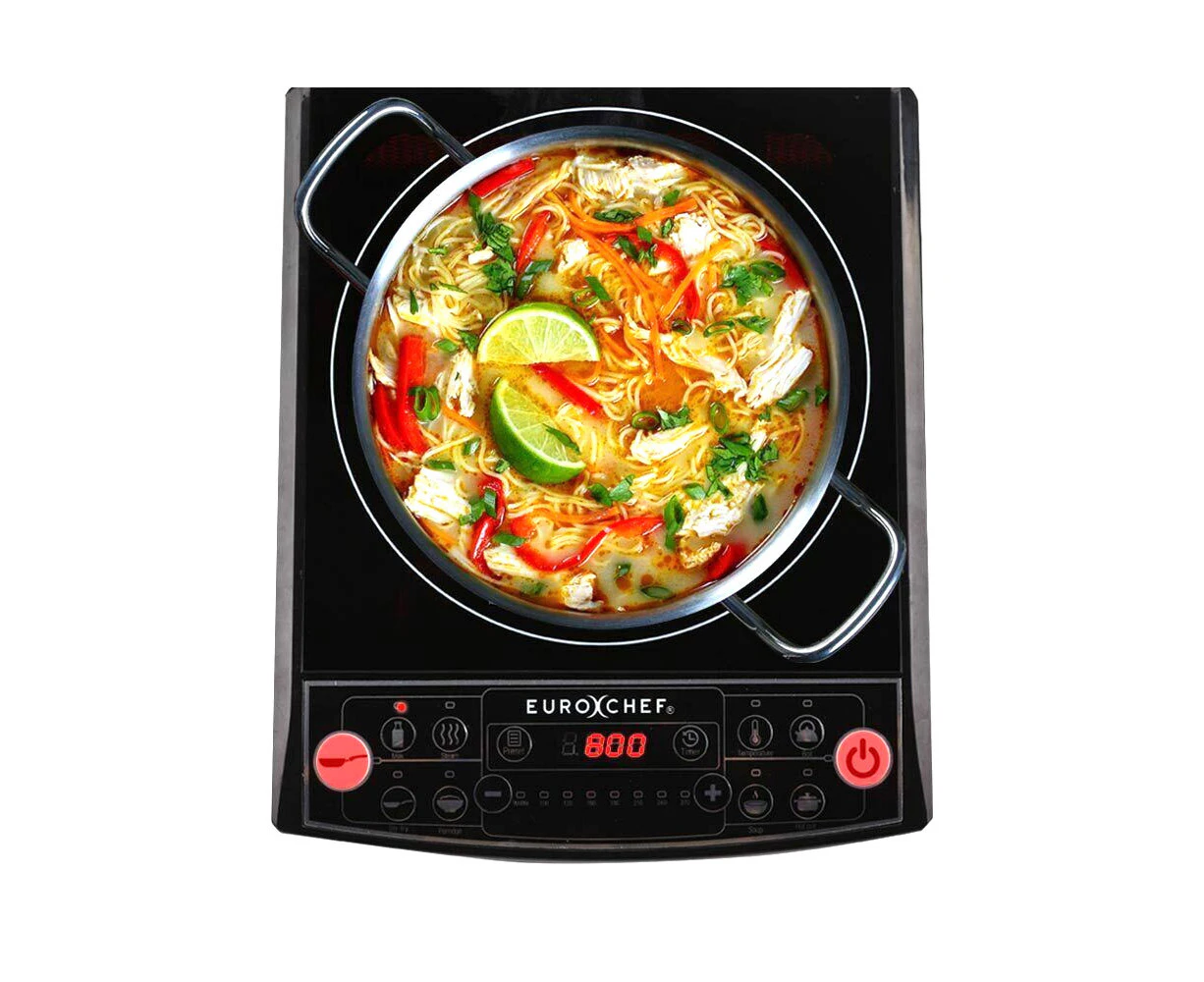 EuroChef Electric Induction Portable Cooktop Ceramic Hot Plate Kitchen Cooker 10AMP