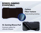 Home Office Desks Overdrive Gaming Pc Desk Carbon Fiber Style Black And Blue With Headset Holder Mouse Pad