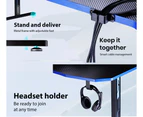 Home Office Desks Overdrive Gaming Pc Desk Carbon Fiber Style Black And Blue With Headset Holder Mouse Pad