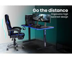 Home Office Desks Overdrive Gaming Pc Desk Carbon Fiber Style Black And Blue With Headset Holder Mouse Pad