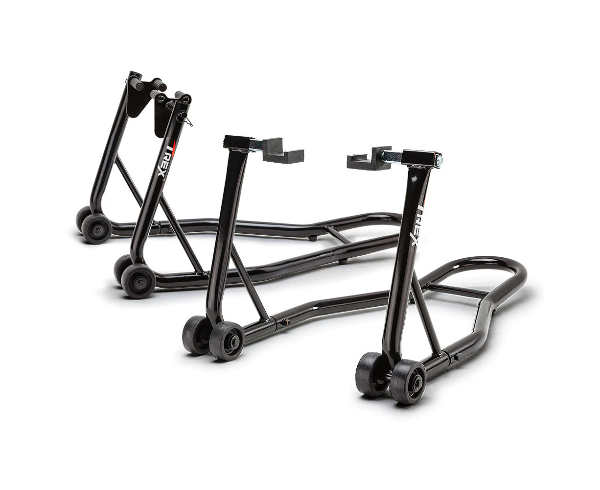 T-REX Motorcycle Stands Front & Rear Heavy-Duty Motorbike Lift Paddock Steel