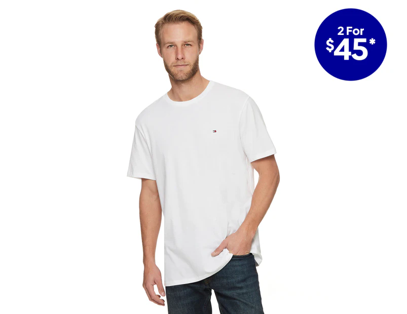 Crewneck / Men\'s Nantucket / - Hilfiger Flag T-Shirt Tshirt White Tommy Bright Tee