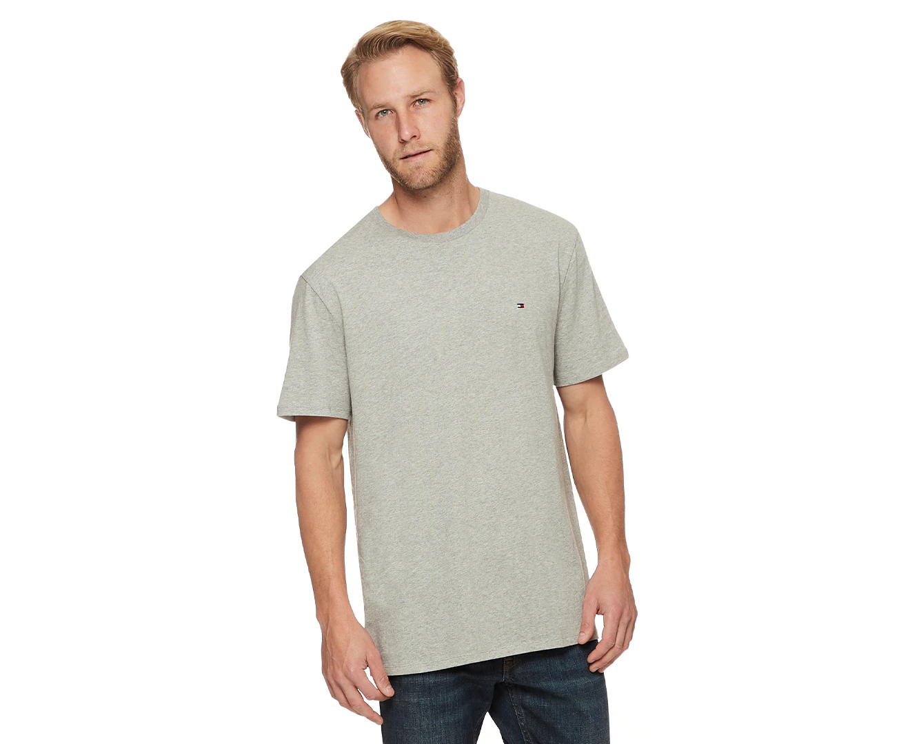 Tommy Hilfiger Men's Nantucket Flag Crewneck Tee / T-Shirt / Tshirt - Grey Heather