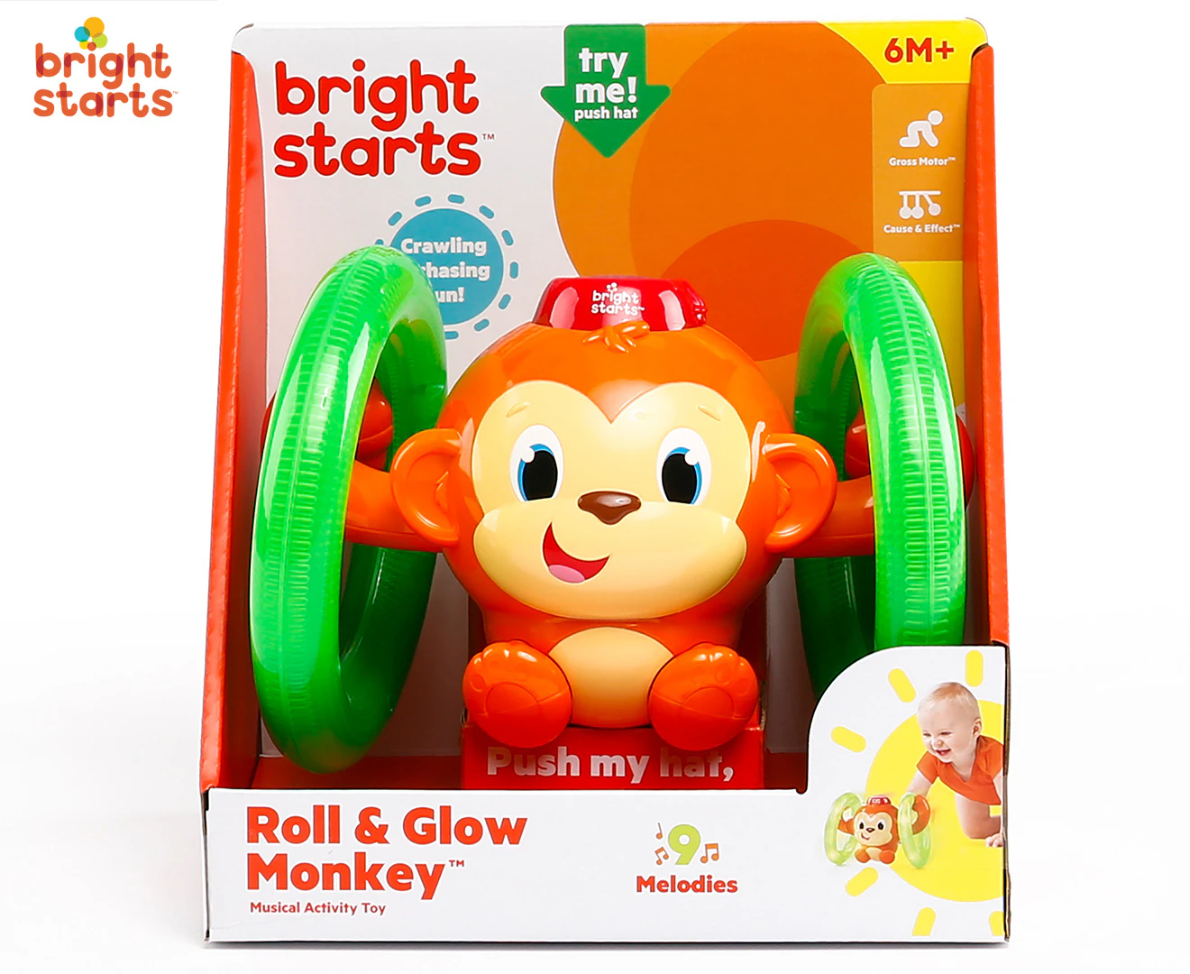 Bright Starts Roll & Glow Monkey Baby Toy