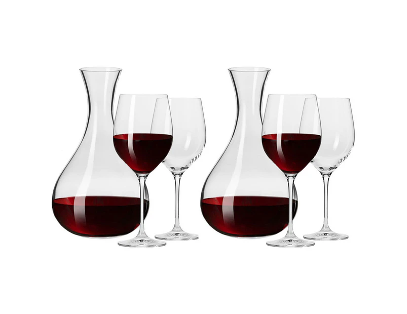 6pc Krosno Glass Harmony Collection Red White Wine 450ml Glasses 1.6L Carafe Set
