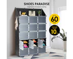 60 Pairs Stackable Shoe Storage Box Organiser Cube DIY Shoe Cabinet Rack Shelf 30 Tier Black