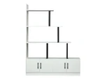 5 Level Ladder Bookshelves Bookcase Storage Cabinet Cube Shelf Display Unit with Doors