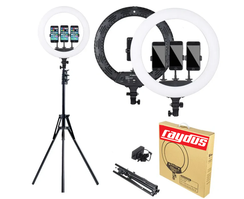 18 Inch LED Ring Light Photography Dimmable With Tripod and 3 Phone holders