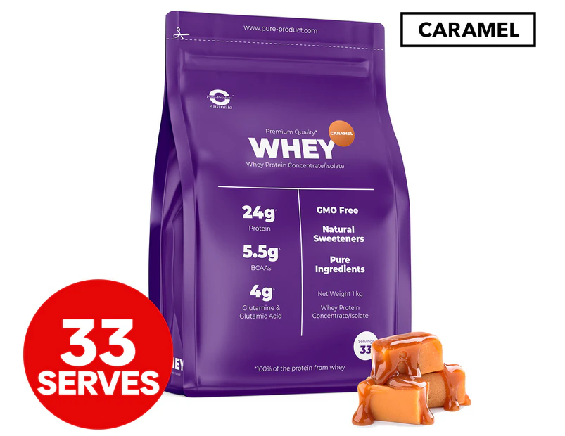 2 x Pure Product 100% Whey Protein Isolate/Concentrate Caramel 1kg