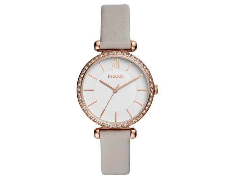 Fossil Women's 36mm Tillie Three-Hand Leather Watch - Grey/Rose Gold