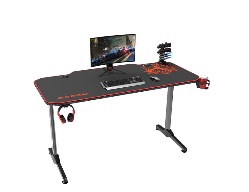Gaming Desk 55" Wide Spacious Desk Computer Table Gamer Workstation Ergonomic Design with Full Desk Mouse Pad