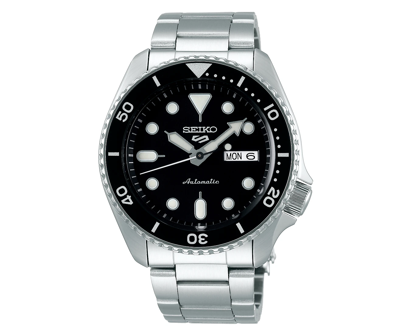 Seiko 5 Sports Mens Black & Silver Watch SRPD55K Stainlesssteel 4954628232076