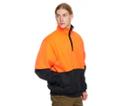 Brahma Men's Two-Tone 1/4 Zip Brushed Fleece Pullover - Orange/Navy