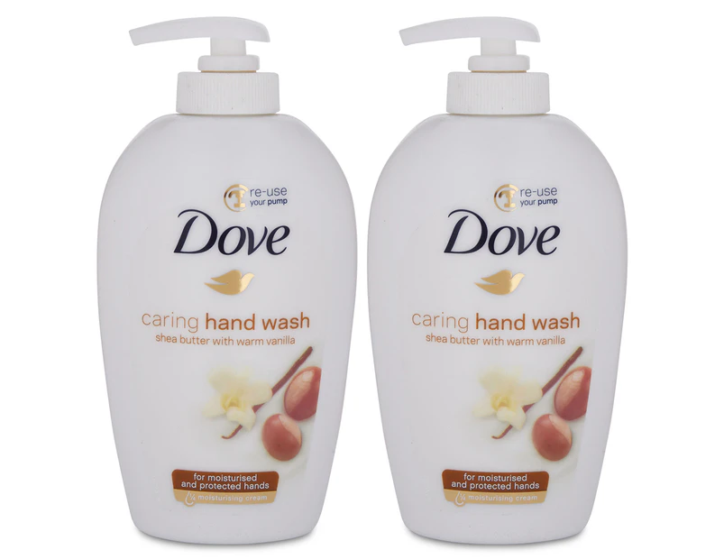 2 x Dove Liquid Cream Caring Hand Wash Shea Butter w/ Warm Vanilla 250mL