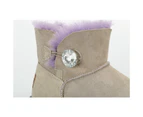 UGG Boots Women Button dual colour Ankle 6"+ Premium Australian Shearing Sheepskin - Grey Purple