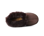 UGG Boots Ankle Slippers Genuine Shearling Sheepskins Grip Sole Unisex - Chocolate
