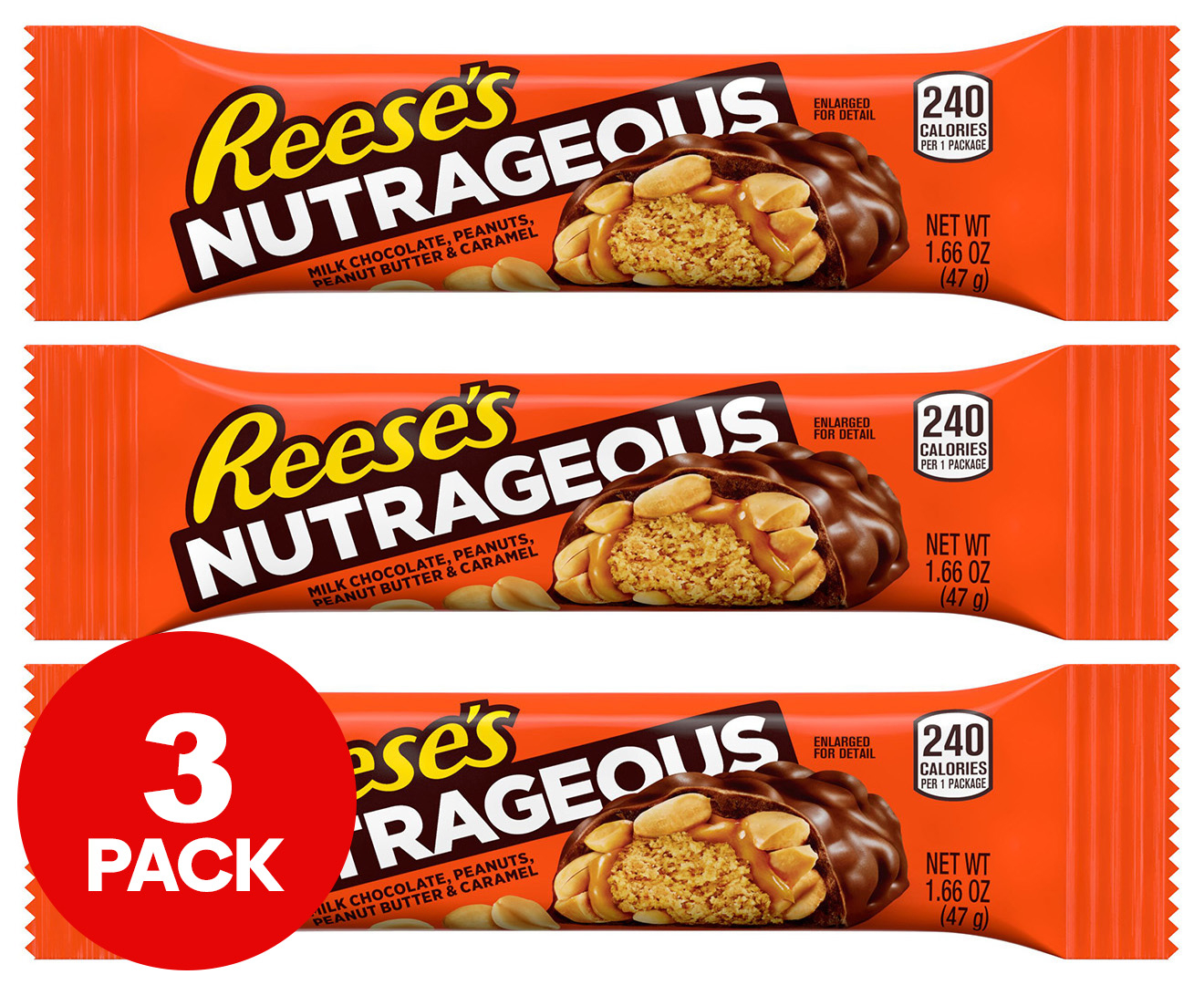 3 x Reese's Nutrageous Chocolate Bar 47g Catch.co.nz