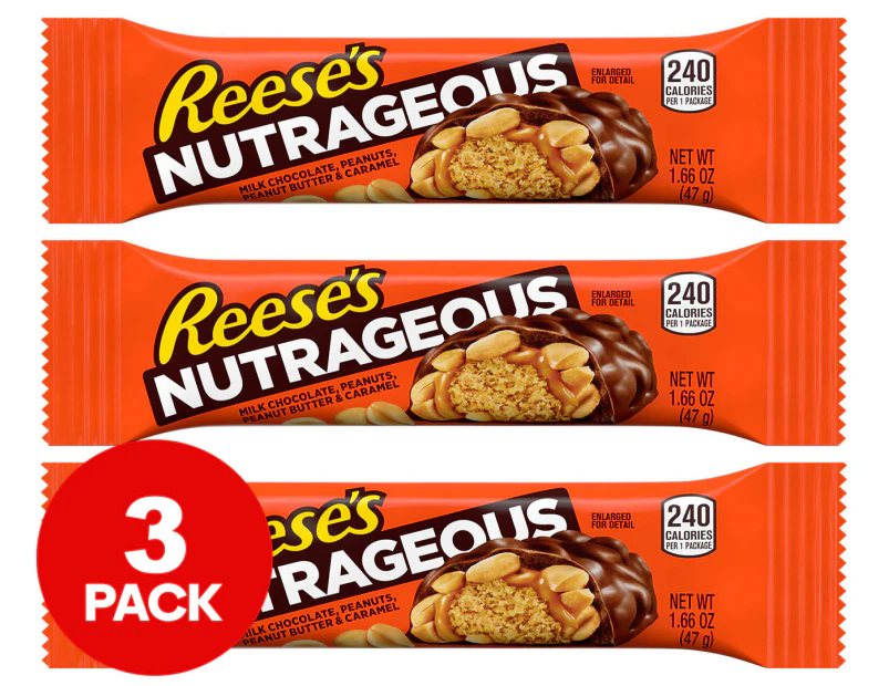 3 x Reese's Nutrageous Chocolate Bar 47g