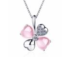 Duohan 925 Sterling Silver Necklace four Leaf Grass, Fashion Flower Lucky Grass Necklace 1