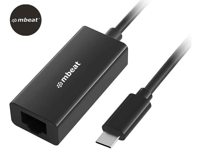 mbeat 15cm USB-C Gigabit Ethernet Adapter - Black