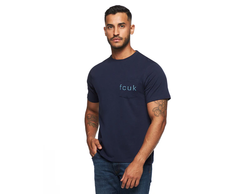 French Connection Men's Crewneck Graphic Tee / T-Shirt / Tshirt - Peacoat