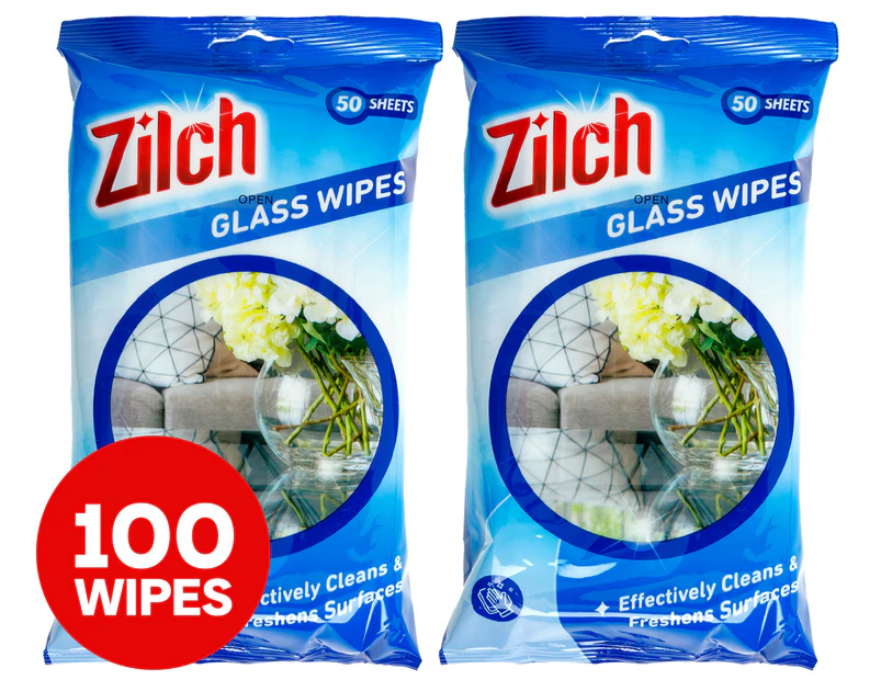 2 x Zilch Glass Wipes 50pk
