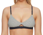 French Connection Women's Triangle Rib Cut Out Bra - Navy Stripes